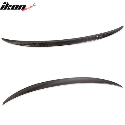 BMW F80 M3 sedan factory trunk spoiler wing in carbon fiber by K2 Industries, showing the sleek aerodynamic design.