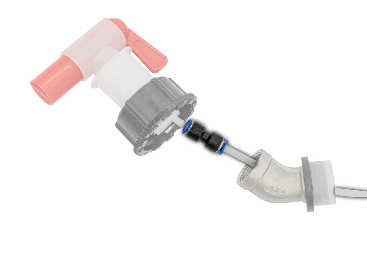 GoWesty Water Flow Fix Kit with Rotopax spout for camping and outdoor water containers, ensuring smooth water flow.