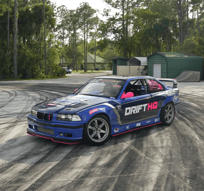 Black BMW E36 M3 Series 3 side skirt extensions by K2 Industries, designed for 1992-1999 models, shown on car side.
