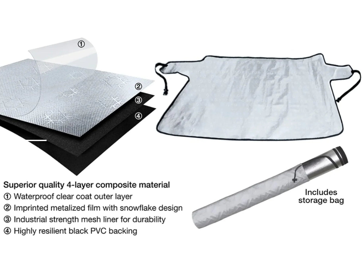 GoWesty Snow & Sun Shade window cover for Eurovan, blocking sunlight and snow from the vehicle's windows.