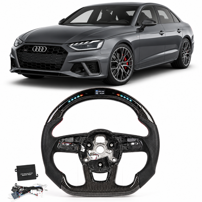 LED Real Carbon Fiber Steering Wheel for Audi A3 A4 A5 RS3 RS4 RS5 S3 S4 S5 2016–2020