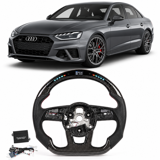 LED Real Carbon Fiber Steering Wheel for Audi A3 A4 A5 RS3 RS4 RS5 S3 S4 S5 2016–2020