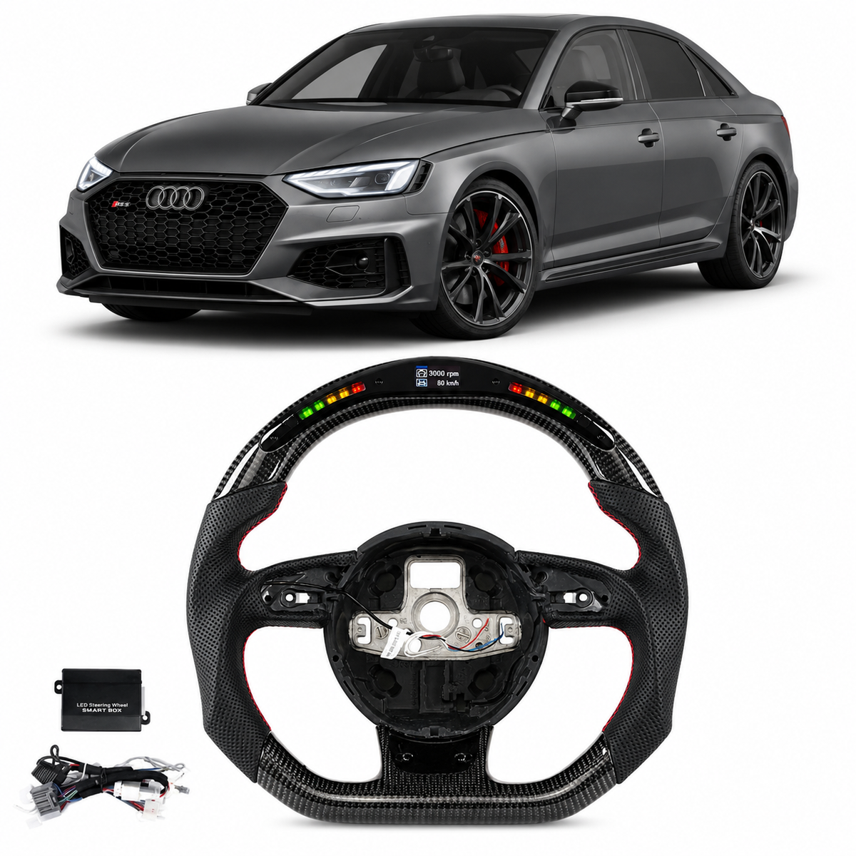 LED Carbon Fiber Steering Wheel for Audi RS / S Models 2012-2021