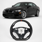 Vekto carbon fiber steering wheel for BMW E90 E91 E92 E93 M3 328i 335i models, featuring a sleek, sporty design.