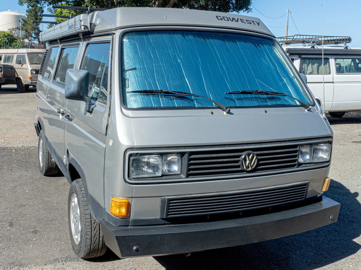 GoWesty Insulation and Privacy Shade for Vanagon window cover, providing insulation and privacy for vehicle windows.
