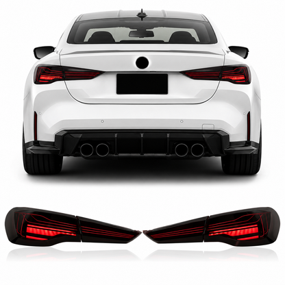 Vekto CSL style LED tail lights for BMW 4 Series G22 G23 G26 G82 M4, 2020-2022, showing sleek modern taillight design