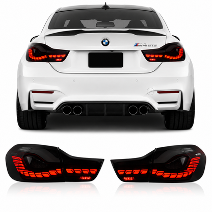 Vekto OLED GTS style taillight for BMW 4 Series F32 F82 2012-2018, red smoked LED tail light with sleek design
