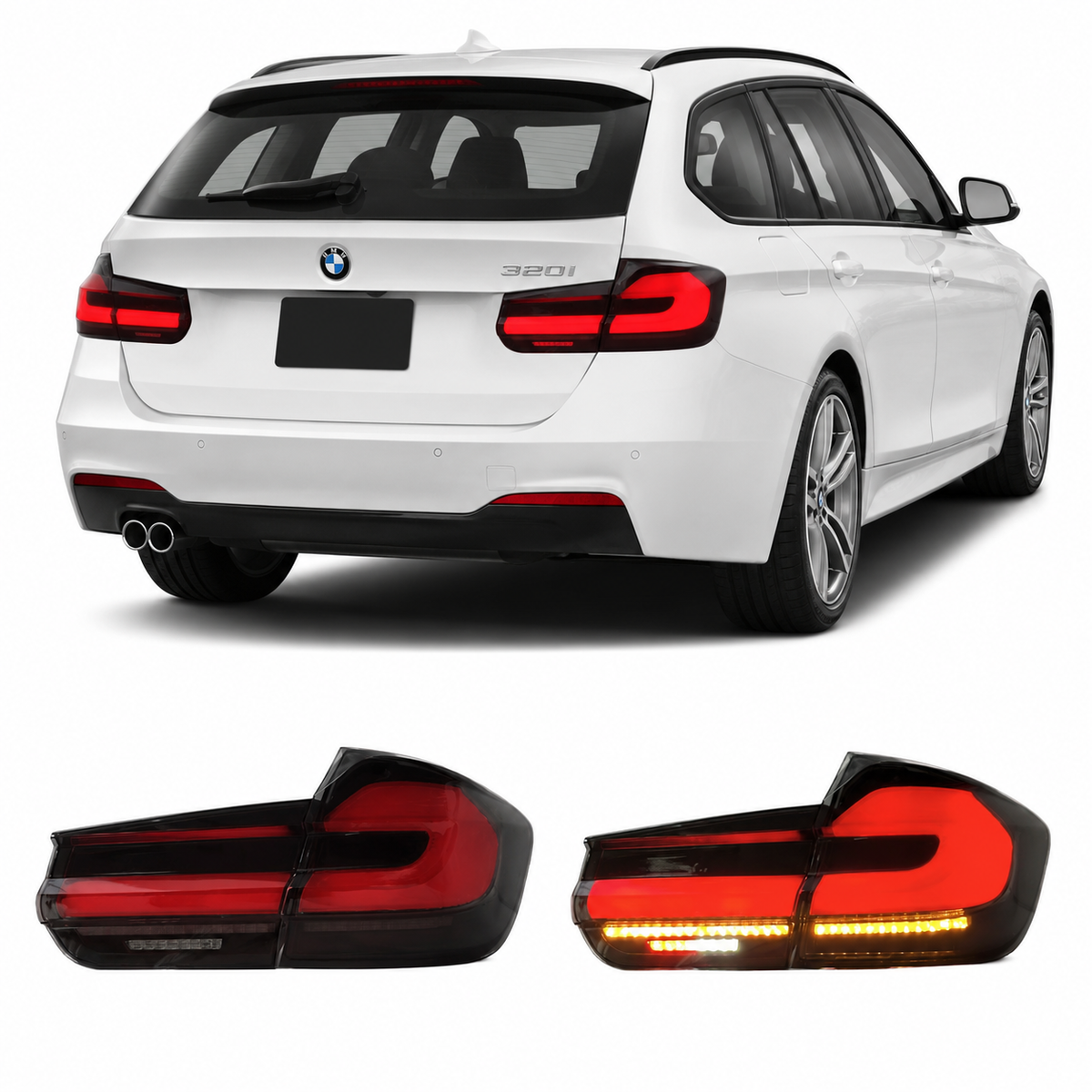 Vekto G30 LCI style LED taillight for BMW 3 Series F31 showing sleek red and clear lens design.