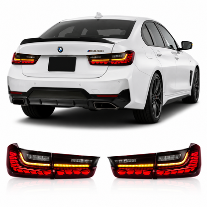 Vekto LED taillights for BMW 3 Series G20 G28 and M3 G80 GTS style tail lights, 2018-2022, showing sleek car rear lighting.