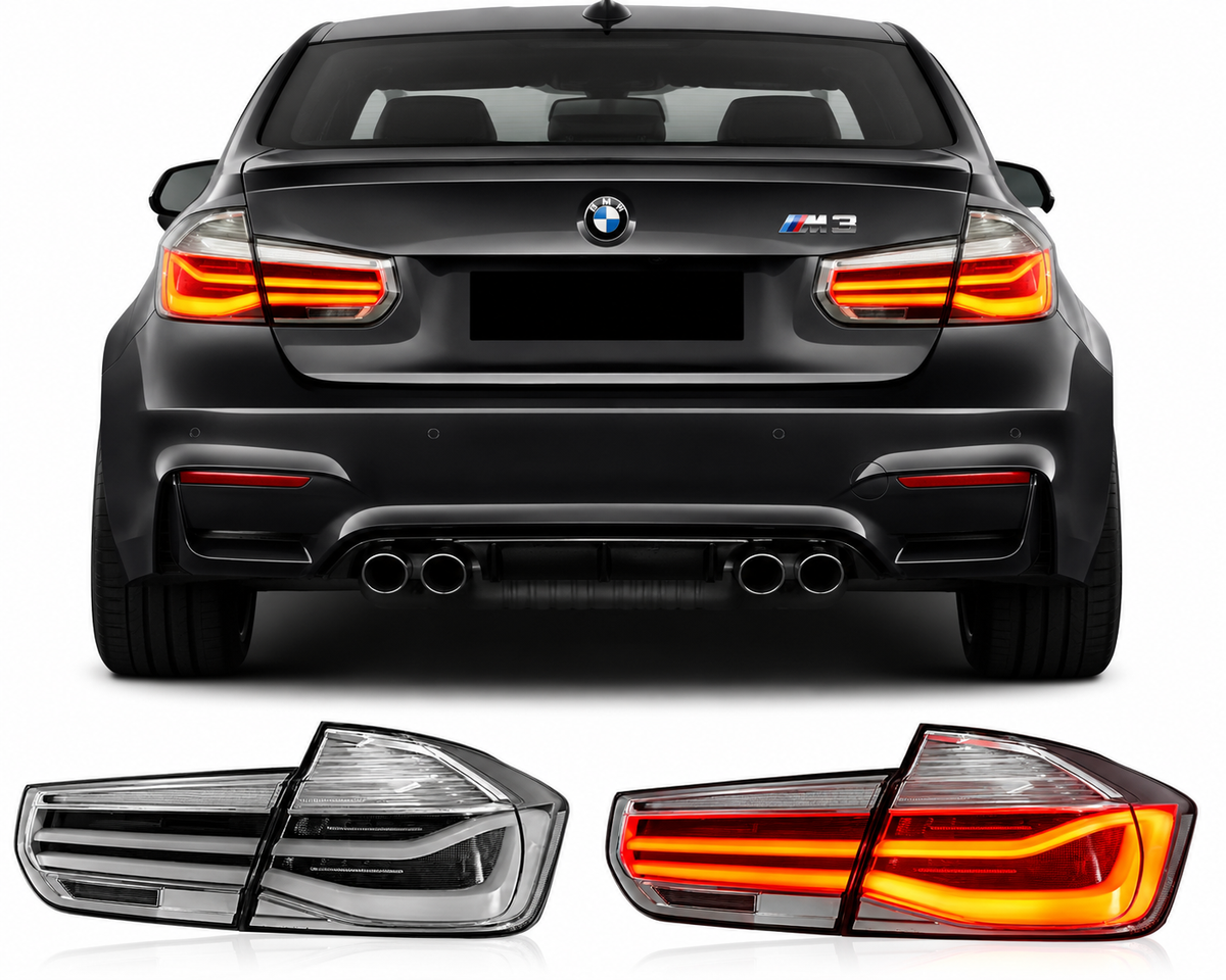 Vekto MP Style clear LCI LED taillight for BMW 3 Series F30 F35 M3 F80 2012-2018, showing sleek LED tail light design