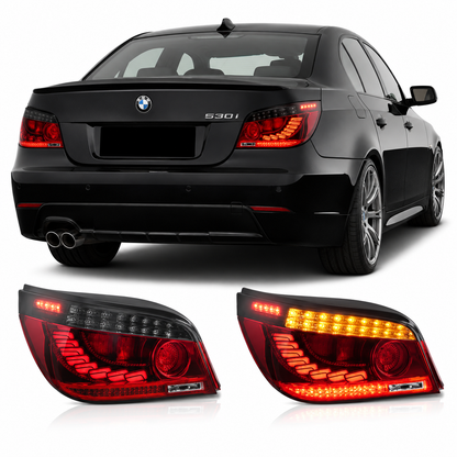 Vekto GTS LED taillights for BMW 5 Series E60 2003-2010, rear tail lights with clear and red lens design.