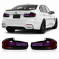 Vekto BMW F30/F35/F80 M3 RGB LED taillights showing sleek design and vibrant lighting for 2013-2018 models.