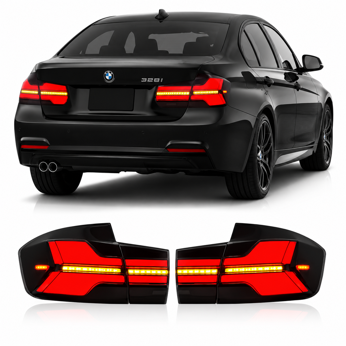 Vekto G05 style LED tail lights for BMW 3 Series F30/F35 and F80 M3 2013-2018, showing a sleek modern taillight design.