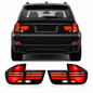Vekto LED tail lights for BMW X5 E70 2007-2013, showcasing sleek red and clear taillight lenses with integrated turn signals.