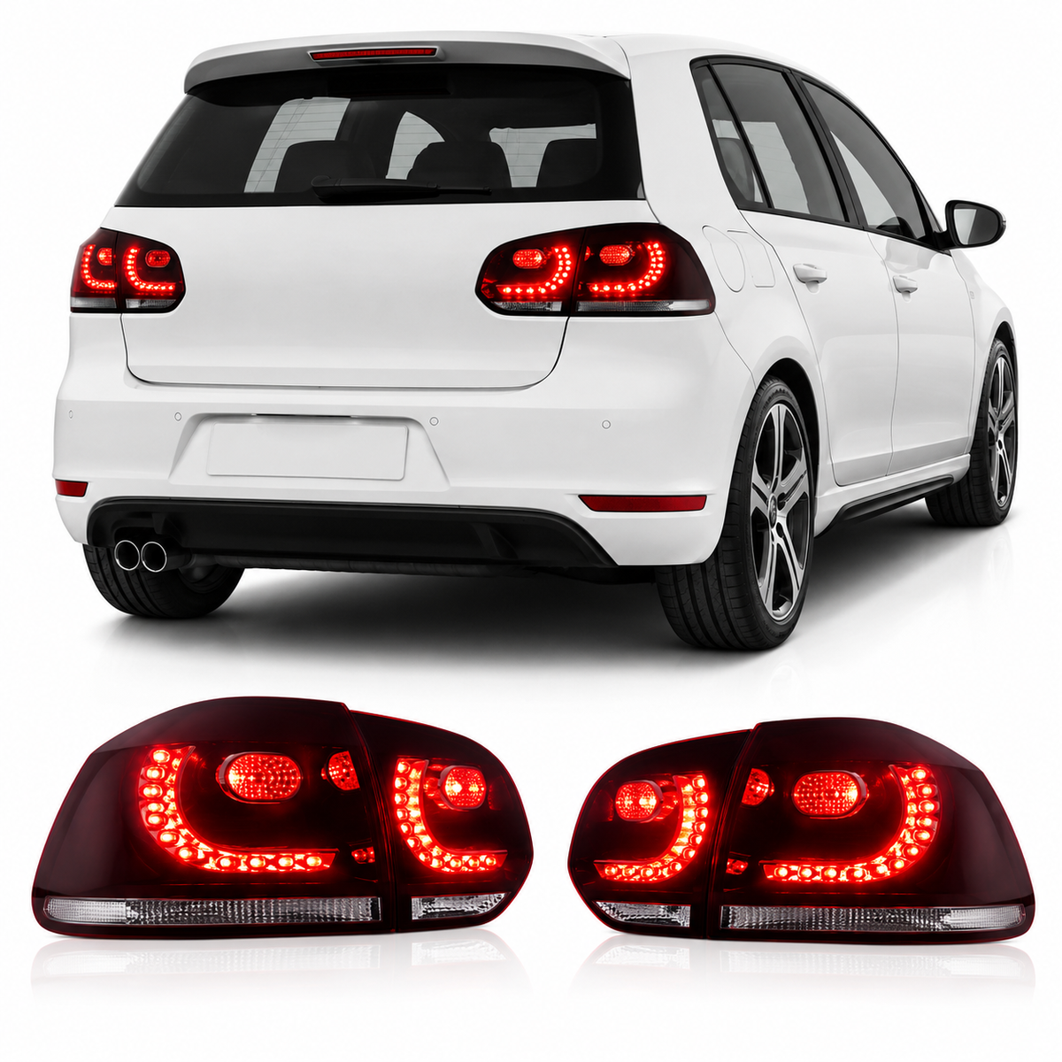 Vekto LED tail light for Volkswagen Golf MK6 2008-2013, showing the sleek red and clear lens design on the car's rear.