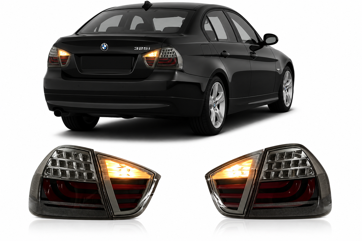 Vekto LED tail lights for BMW 3 Series E90 pre-LCI 2005-2008, showing sleek red and clear lens design for rear lighting.