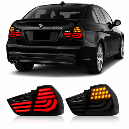Vekto LED tail lights for BMW 3 Series E90 LCI 2009-2012, featuring turn signals and modern illumination design.