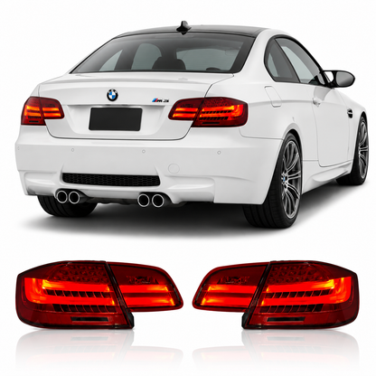 Vekto LED tail lights for BMW E92/E93 3 Series and M3, 2006-2013, showing sleek red and clear lens design.