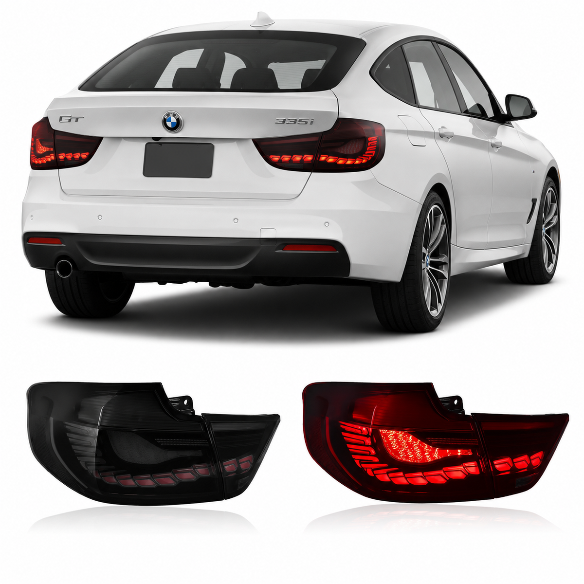 Vekto LED taillights for BMW 3 Series GT F34 (2013-2020), showcasing sleek red and clear lens tail light design