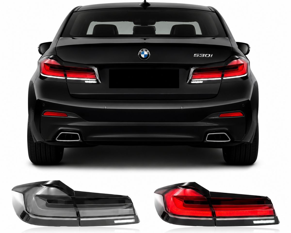 Vekto LED taillights for BMW 5 Series G30 G38 F90 2018-2023, featuring sleek design and bright red and clear lenses.