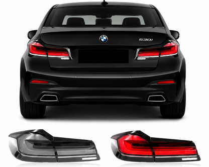 Vekto LED taillights for BMW 5 Series G30 G38 F90 2018-2023, featuring sleek design and bright red and clear lenses.