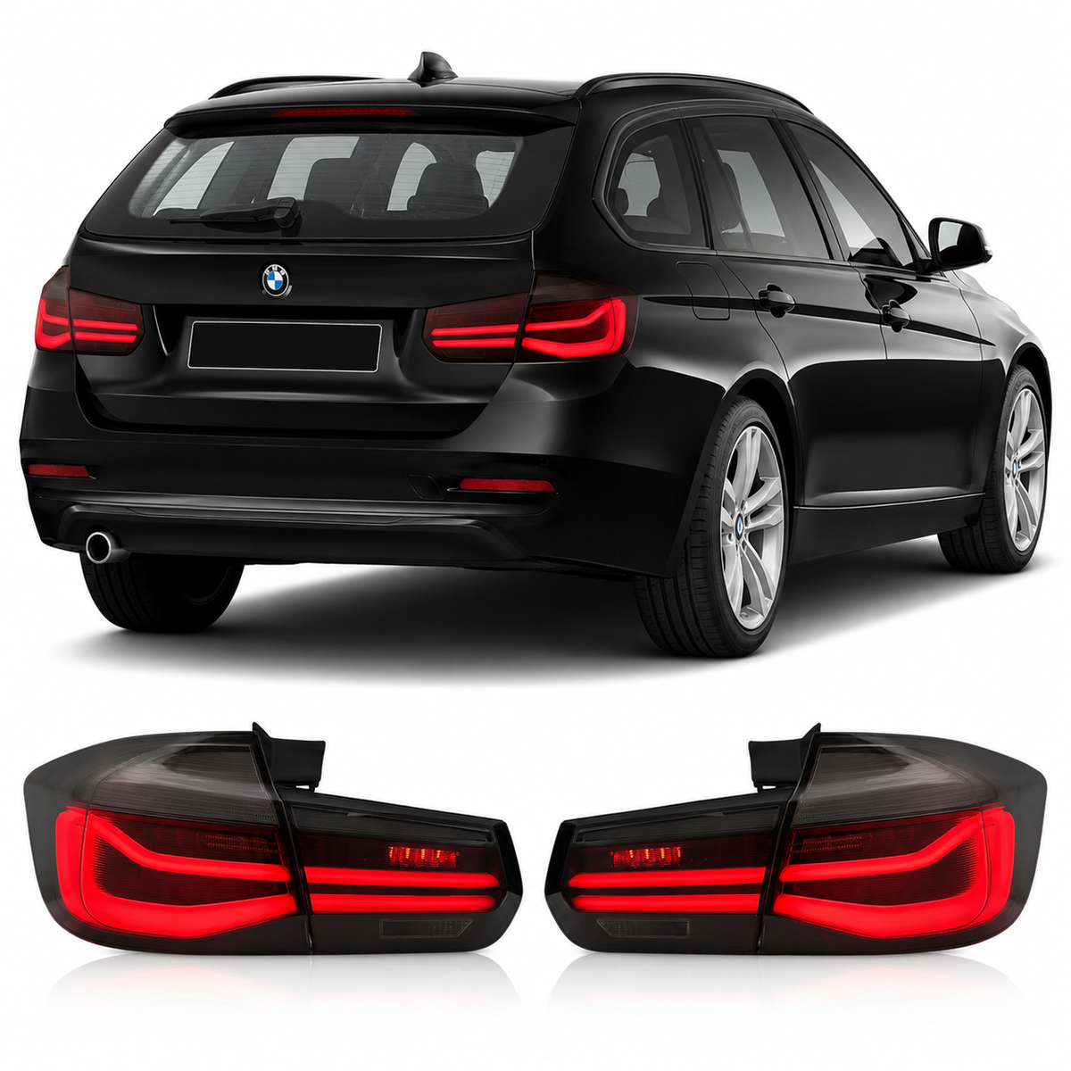 Vekto LED taillights for BMW F31 LCI 2013-2018, showcasing sleek red and clear lens design for rear illumination.