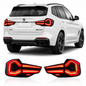 Vekto LED tail lights for BMW X3 G01 G08 and X3M F97, 2018-2021, showing sleek design with illuminated brake and turn signals