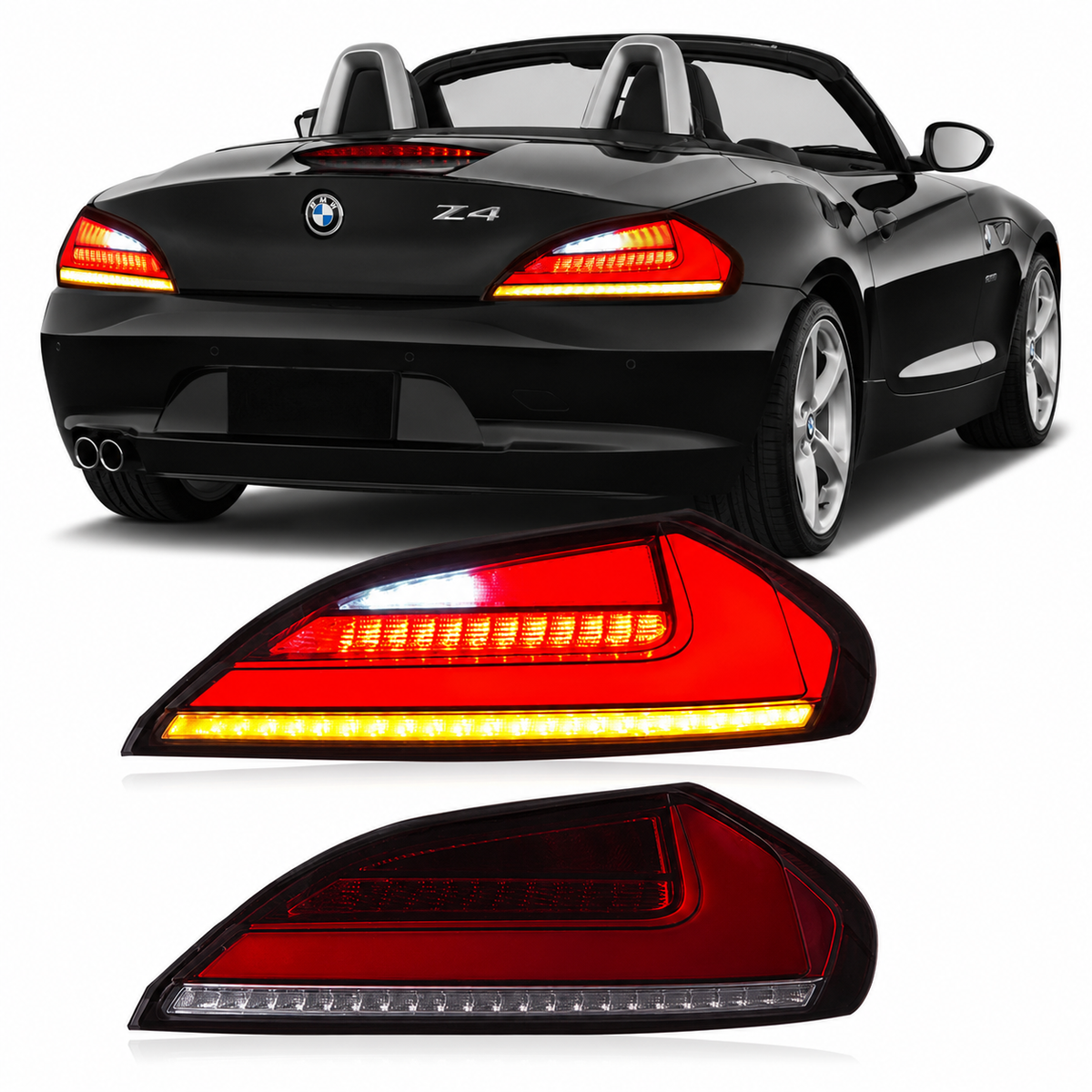 Vekto LED taillights for BMW Z4 E89 2009-2016, showing sleek red and clear lens tail light design on the vehicle.