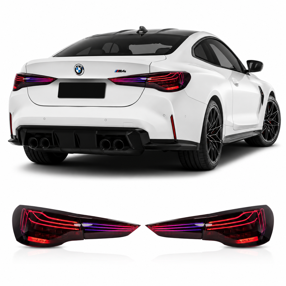 Vekto RGB CSL style OLED tail lights for BMW G22 G23 G26 G82 G83 M4 4 Series, featuring modern LED lighting design