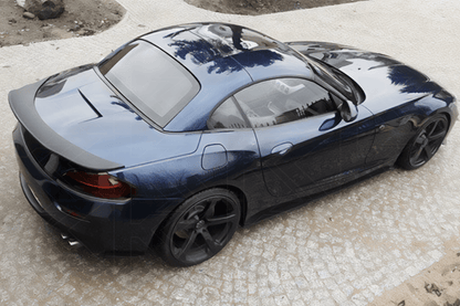 BMW Z4 E89 hyper duck tail trunk spoiler by K2 Industries, showcasing the sleek, aerodynamic design on the car's rear.