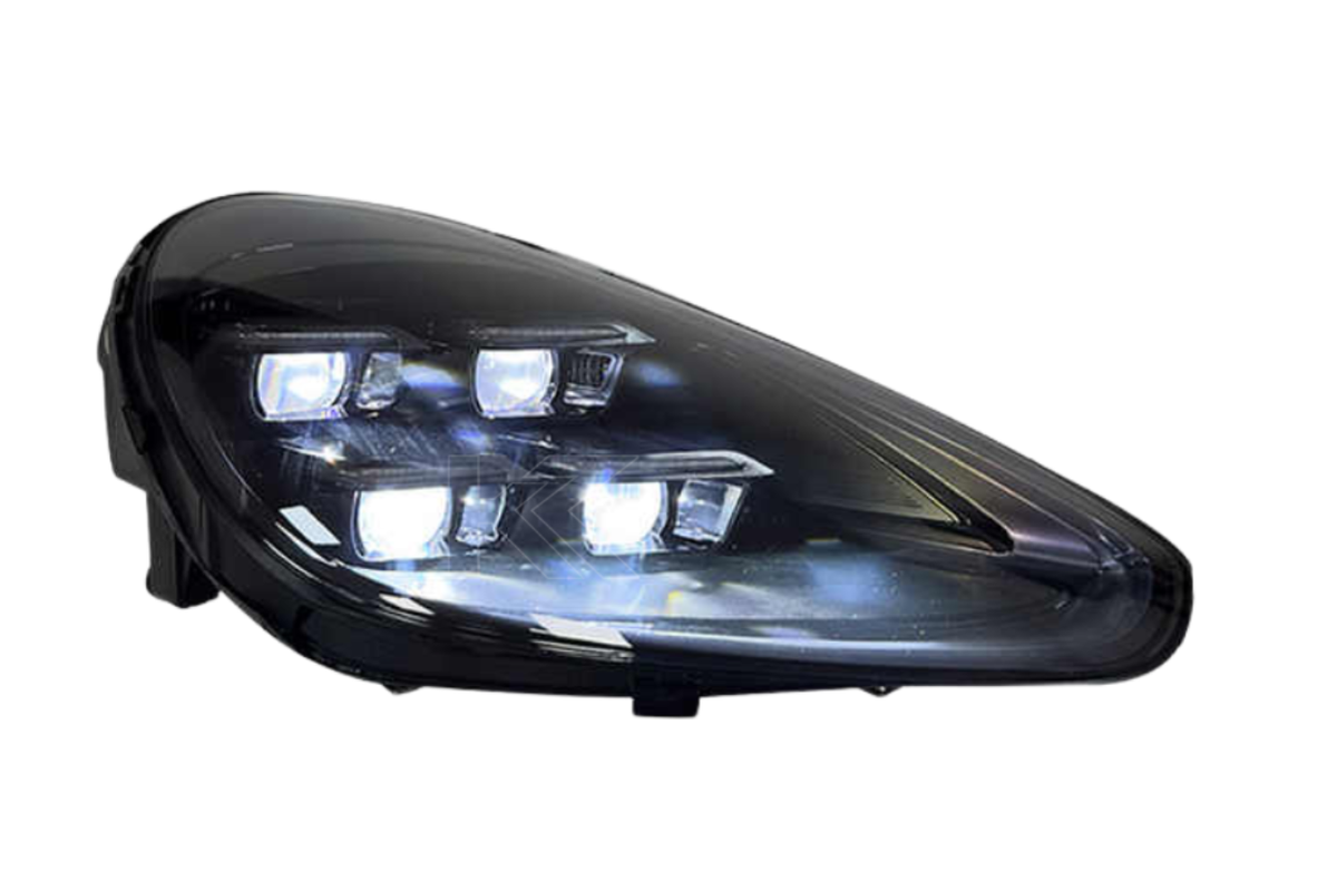 K2 Industries Porsche Cayenne 958 2024 style headlights upgrade for 2011-2017 models, featuring modern headlight design.