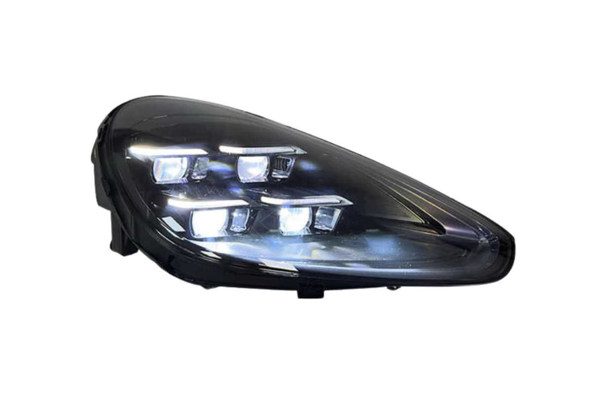 K2 Industries Porsche Cayenne 958 2024 style headlights upgrade for 2011-2017 model, showing sleek, modern headlight design.