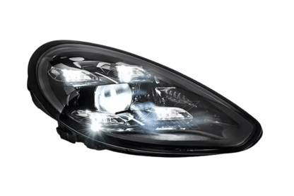 K2 Industries Porsche Panamera 970.2 LED headlights with Matrix style design for 2014-2016 model year, showcasing sleek headlight assembly.