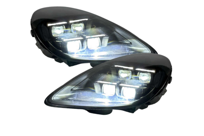 K2 Industries Porsche 718 982 LED headlights with modern design upgrade for 2024+ models, featuring sleek, stylish illumination.