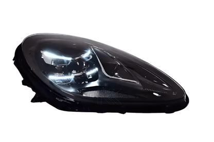 K2 Industries Porsche Macan 95B LED headlights upgrade for 2014-2021, showing sleek headlight design with bright LED elements.