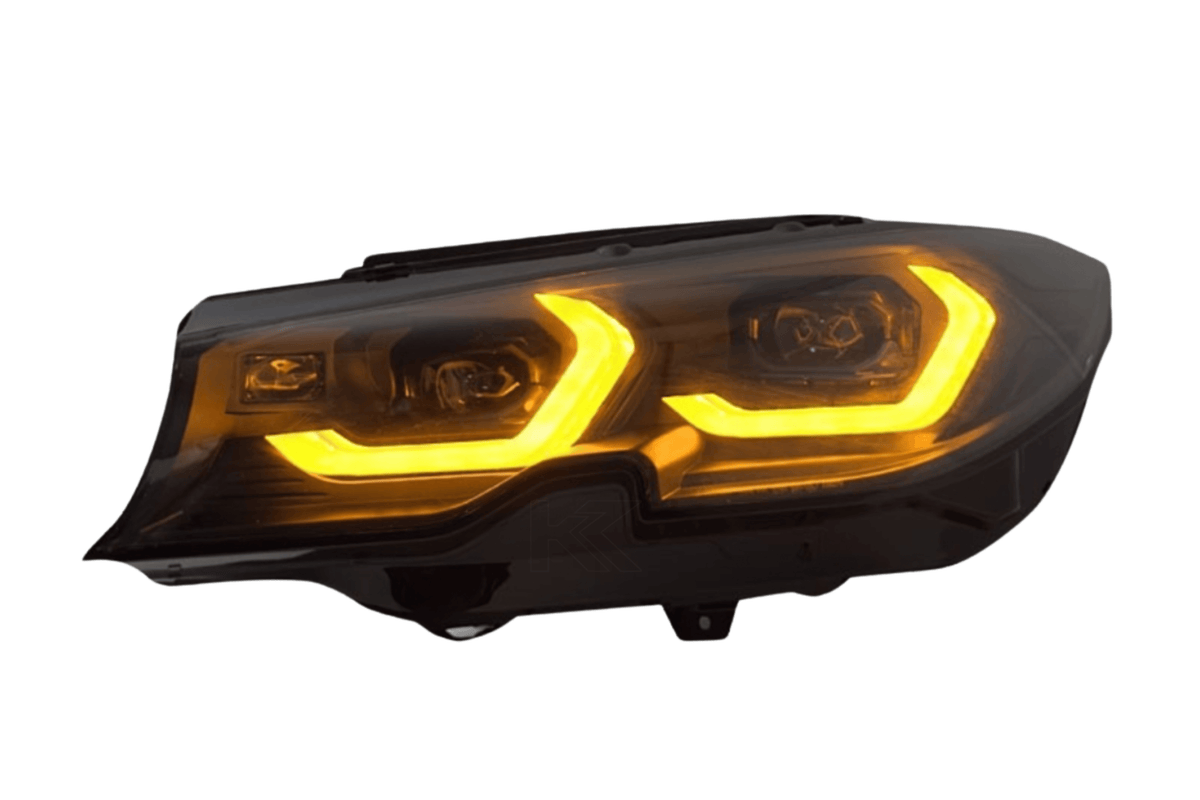 BMW 3 Series G20 LED headlights by K2 Industries, laser style design for non-laser models, 2019+ automotive lighting.
