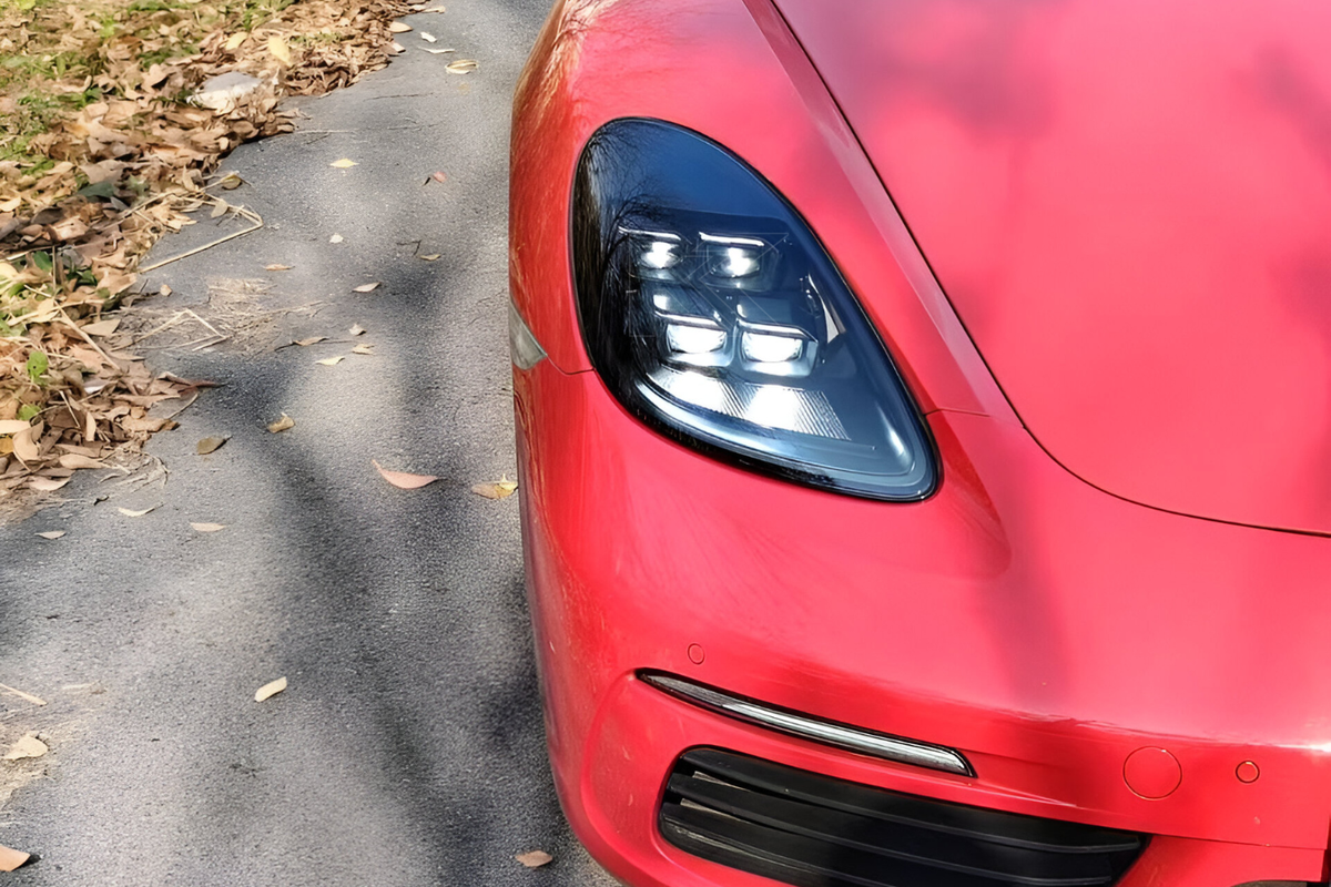 K2 Industries Porsche 718 982 modern LED headlights with sleek design upgrade for 2024+ models, enhancing vehicle style and visibility.