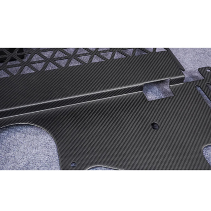BMW 3 Series G80 G81 M3 and 4 Series G82 G83 M4 carbon fiber skid plate by K2 Industries, durable undercarriage protection.