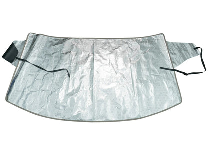 GoWesty Snow & Sun Shade window cover for VW Eurovan, showing a black fabric panel installed on the front side of the vehicle.