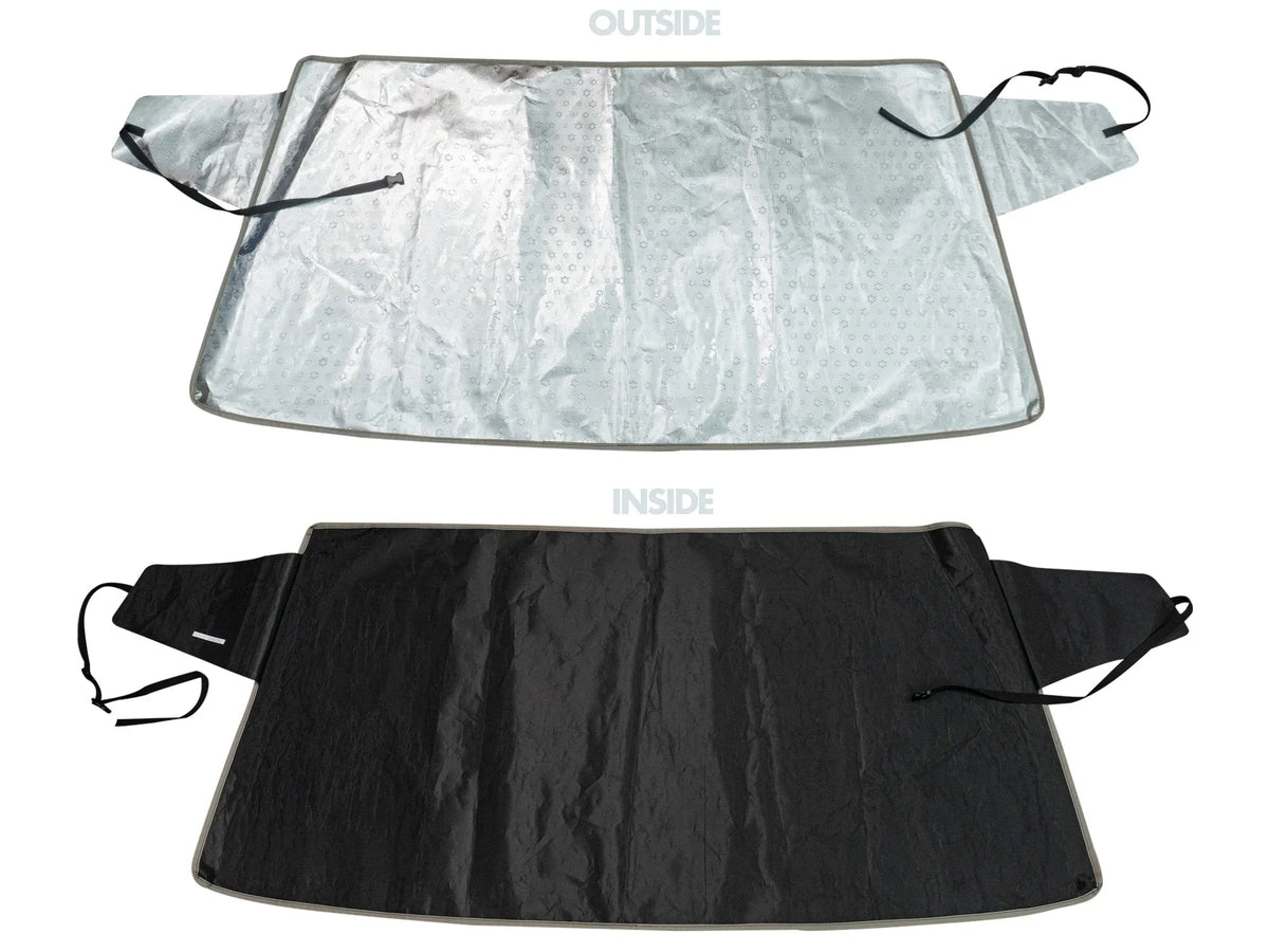 GoWesty Snow & Sun Shade window cover for VW Vanagon, designed to block sunlight and cold for better interior comfort.