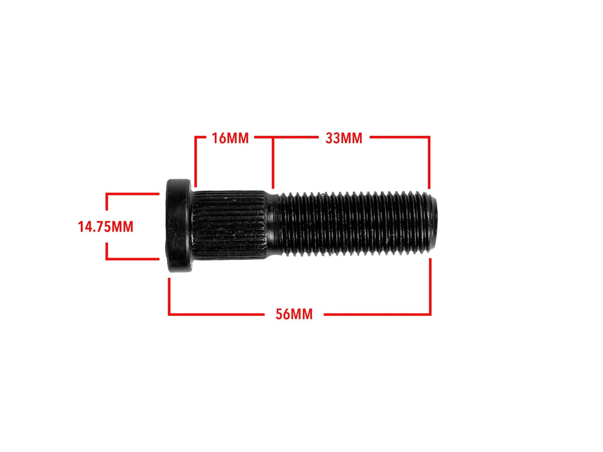 Set of five 56mm GoWesty wheel studs, metal fasteners for vehicle wheels, displayed on a plain background.
