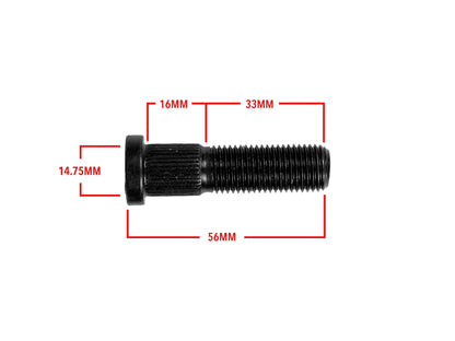Set of five 56mm GoWesty wheel studs, metal fasteners for vehicle wheels, displayed on a plain background.