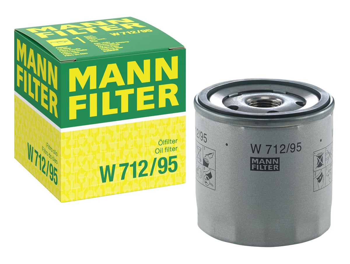 WorldPac 04E115561AC MANN engine oil filter for Audi, VW, and Porsche vehicles, shown in close-up with brand markings.