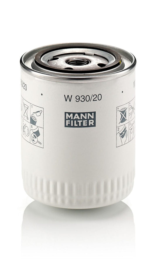 Audi VW Porsche engine oil filter W930/20 by Mann, shown in the image, designed for optimal engine protection and performance.