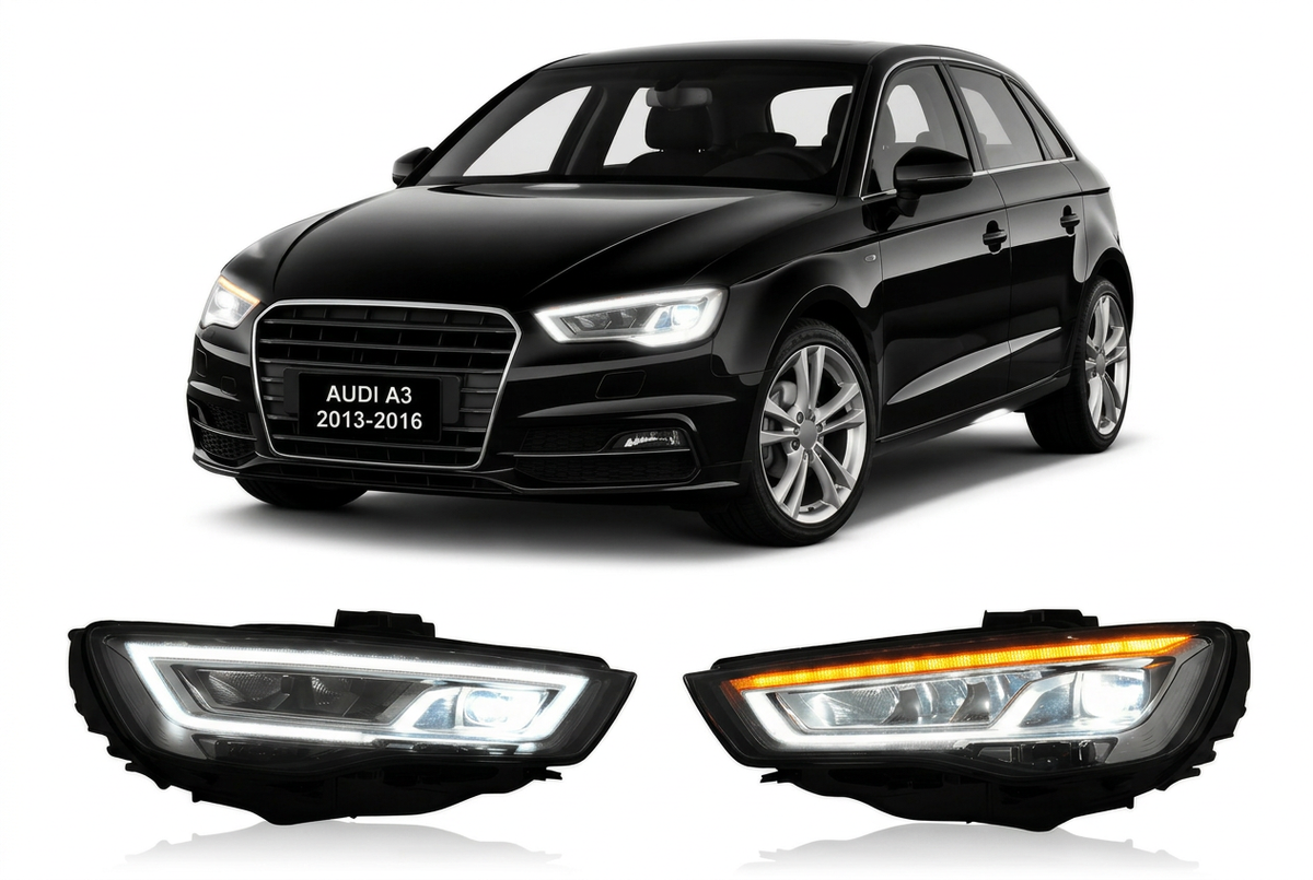 Full LED Headlights for Audi A3 / S3 2013–2016 Plug-and-Play Headlight Assembly