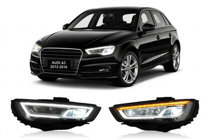 Full LED Headlights for Audi A3 / S3 2013–2016 Plug-and-Play Headlight Assembly