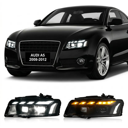 RS-Style LED Headlights for Audi A5 2008-2012 Plug-and-Play Headlight Assembly