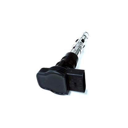 Genuine OEM Audi VW 4.2L ignition coil for engine, University VW Audi brand, shown in this close-up image.