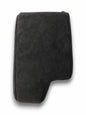 Charcoal black Alcantara BMW E36 E46 center console armrest cover by JTS Custom Upholstery, showing textured material and fitting details.