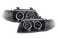 K2 Industries black angel eye headlights for Audi A4 B5 8D (1995-1999) with clear lenses and modern angel eye design